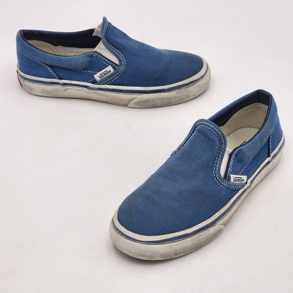 Vans Kids Classic Slip On Shoe Sneakers Blue White Unisex Little Kid's Size 1